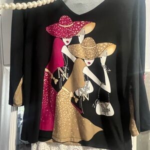 Vintage Peter Nygard Art Noveau Graphic Top sz M-L